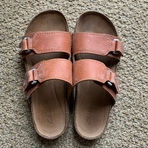 Clarks slipper Birkenstock style brown 8/39